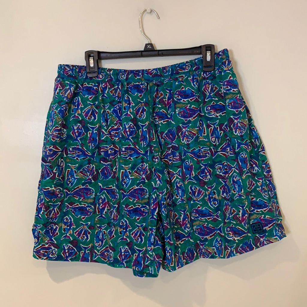 Vintage  Cherokee Mens Swim Trunk Shorts  Colorful Fish Pattern